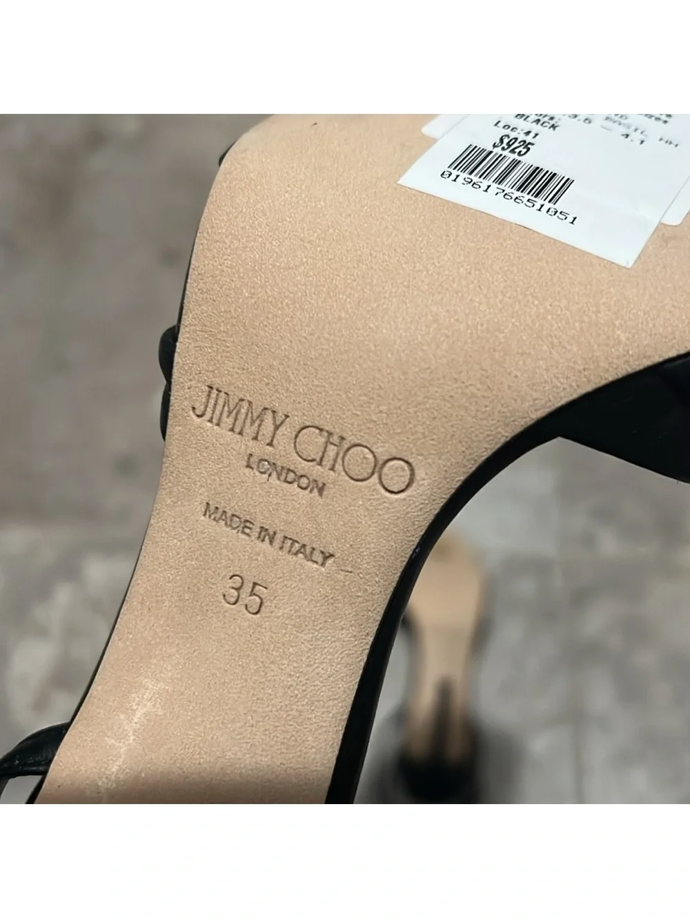 Jimmy Choo Basil Ankle Strap High Heel Black Sandals, Size 35 NEW in Box+DustBag